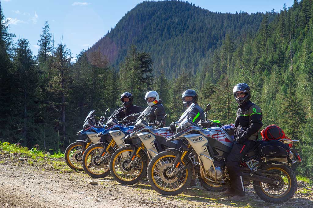 bikers in a row for an adventure